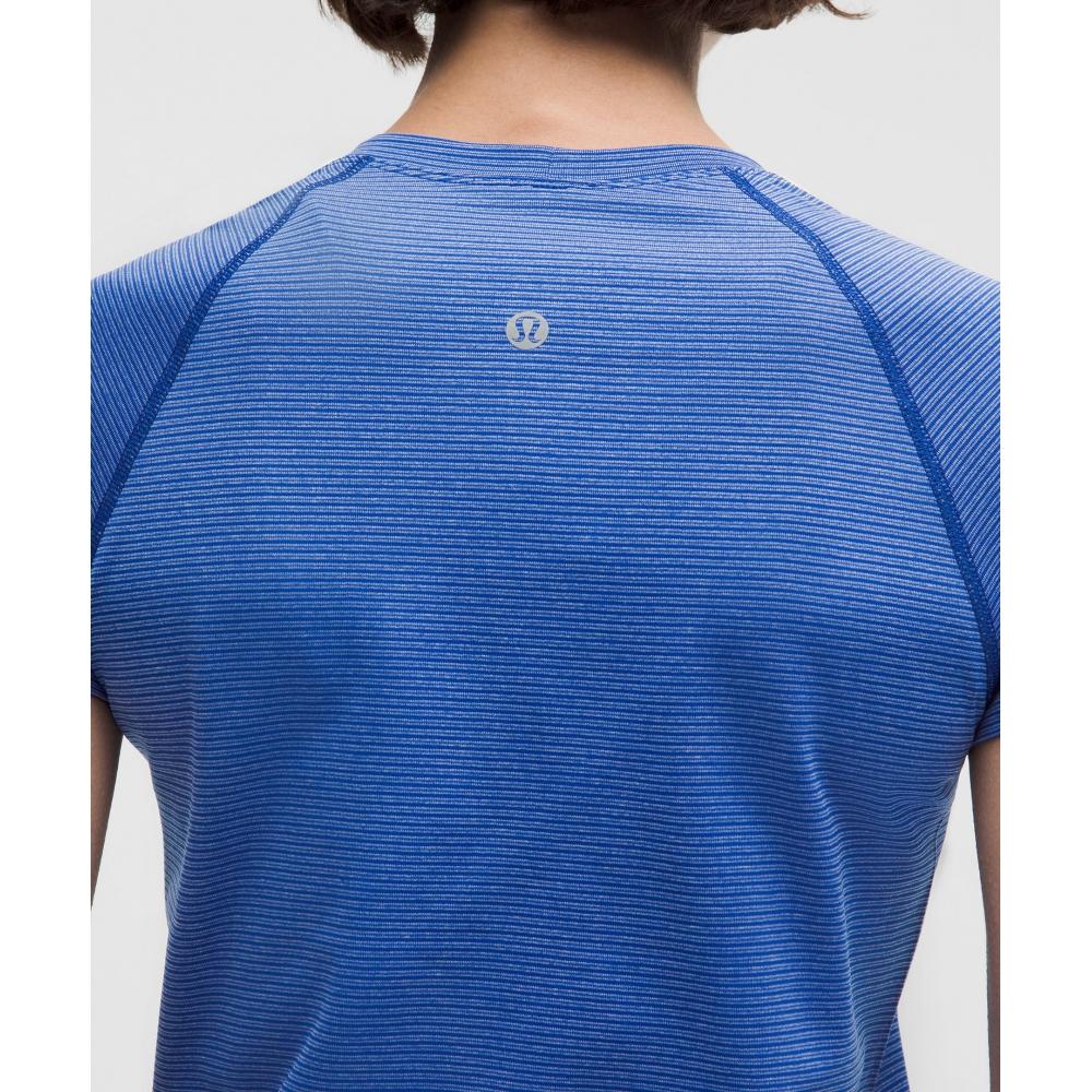 Lululemon Swiftly Tech Short Sleeve Shirt 2.0  Waist Length Spandex Stripe Riverside White