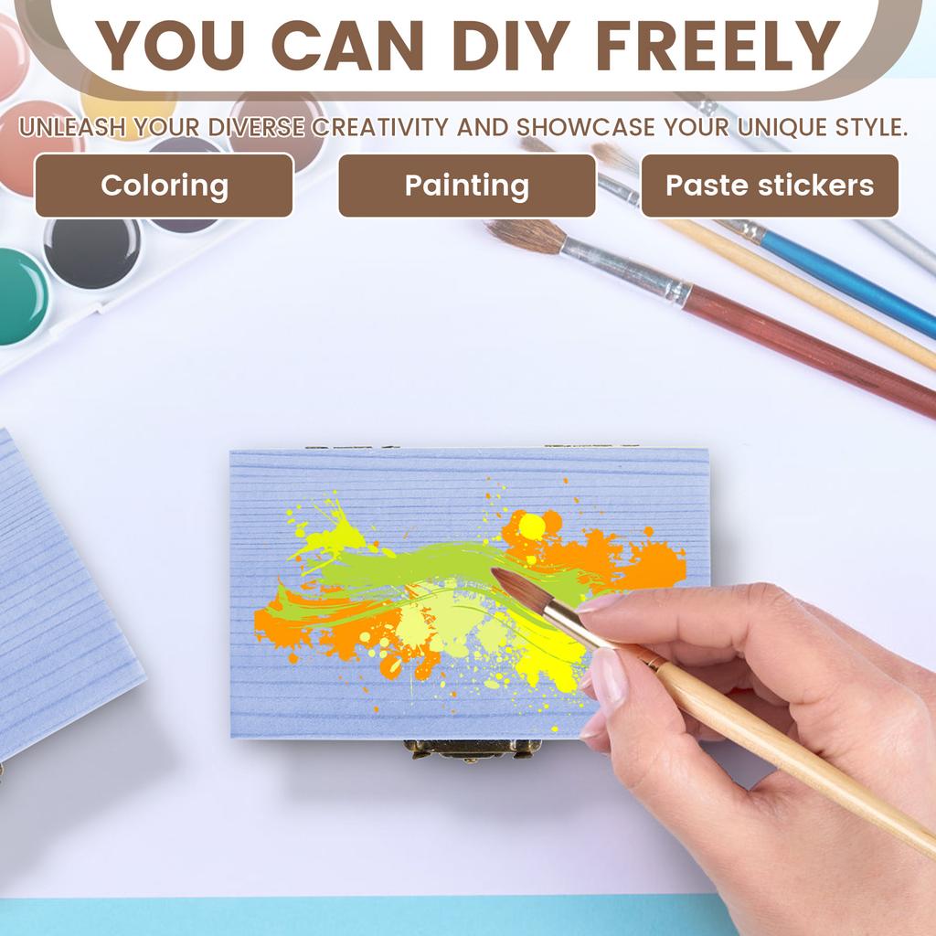 10Pcs Wooden Storage Box DIY Painting Jewelry Storage Boxes with Lid Lock Mini Organizer Boxes for Jewelry Souvenirs Small Items