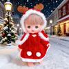 [Cloth Only] 26cm Milu Doll Clothes Christmas and New Year Antlers Cloak Snowflake Red Skirt Set Doll Accessories