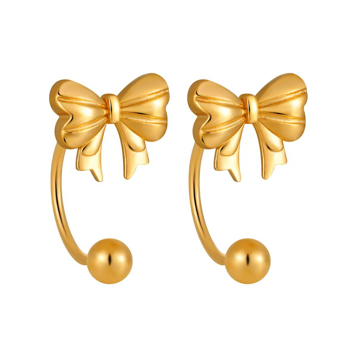 Минималистичная золоченая серьга-гвоздик из нержавеющей стали - Анти-потеря и Не цепляется