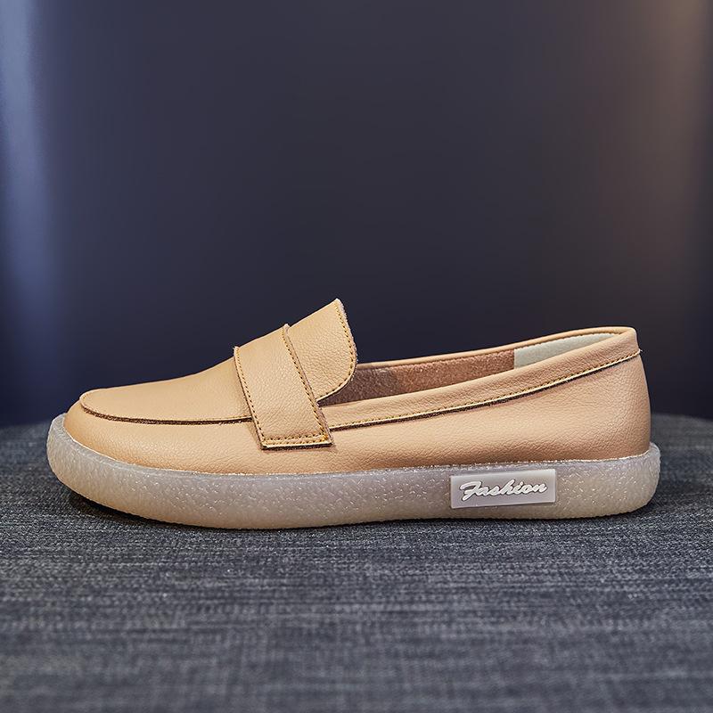 Soft-soled Single Shoes Women's Mori Women's Versatile Leather Little White Shoes British Lazy Doudou Shoes Pregnant Women Flat-soled Shallow Mouth 