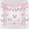 Butterfly Banner Spiral Set Happy 1st Birthday Party Decorations Kids Girls Favors Gifts Spring Butterfly Theme Hanging Pendant