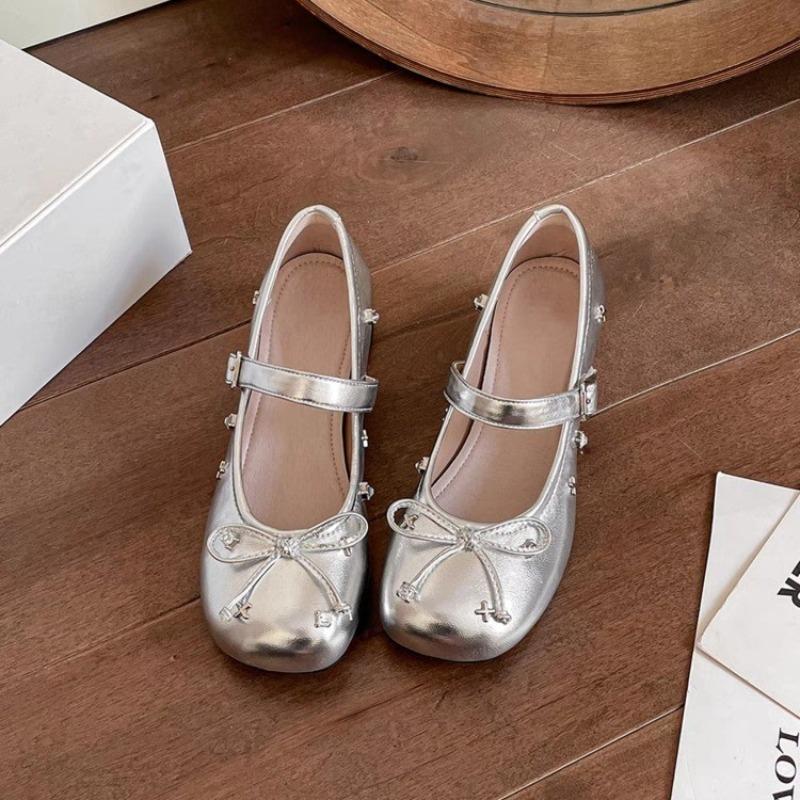 Fashion 2025 New Autumn Women Shoes Fashion Butterfly-knot Dress Shoes Ladies Concise Outdoor Thick Heel Leather Shoes