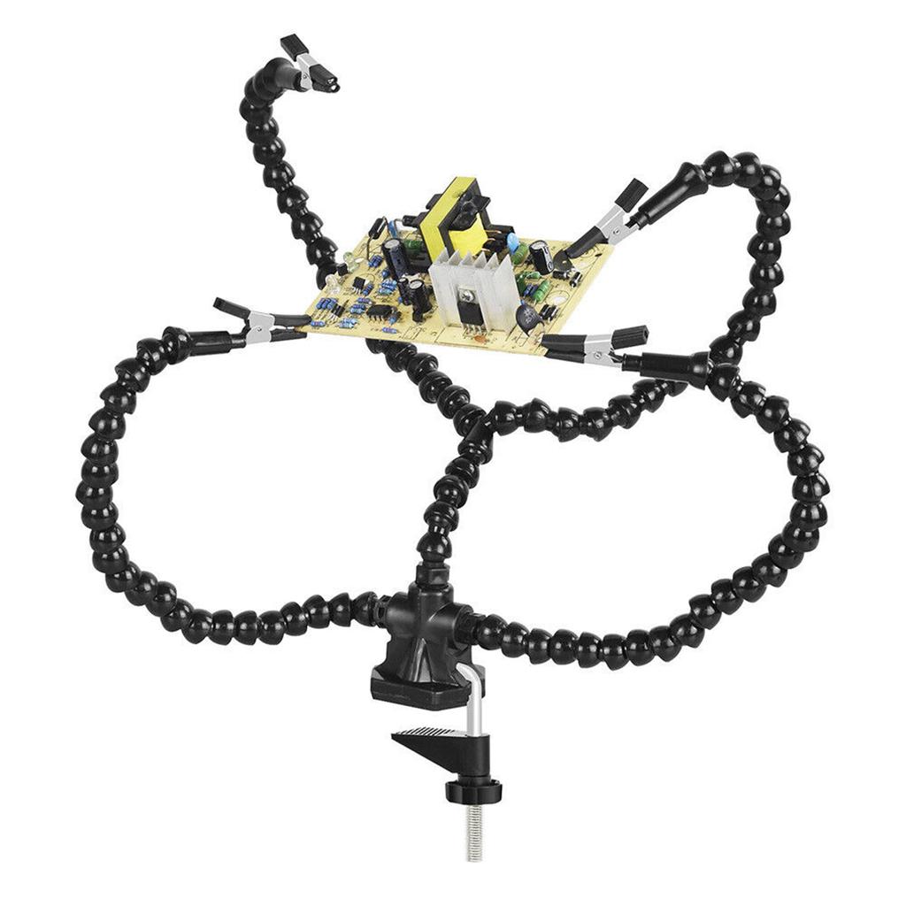 Multi Soldering Helping Hand Tool Table Clip Third Hand Soldering Stand Welding PCB Holder Flexible Arm Soldering Tool 11.8 Inch / 3.5+14.6 Inch
