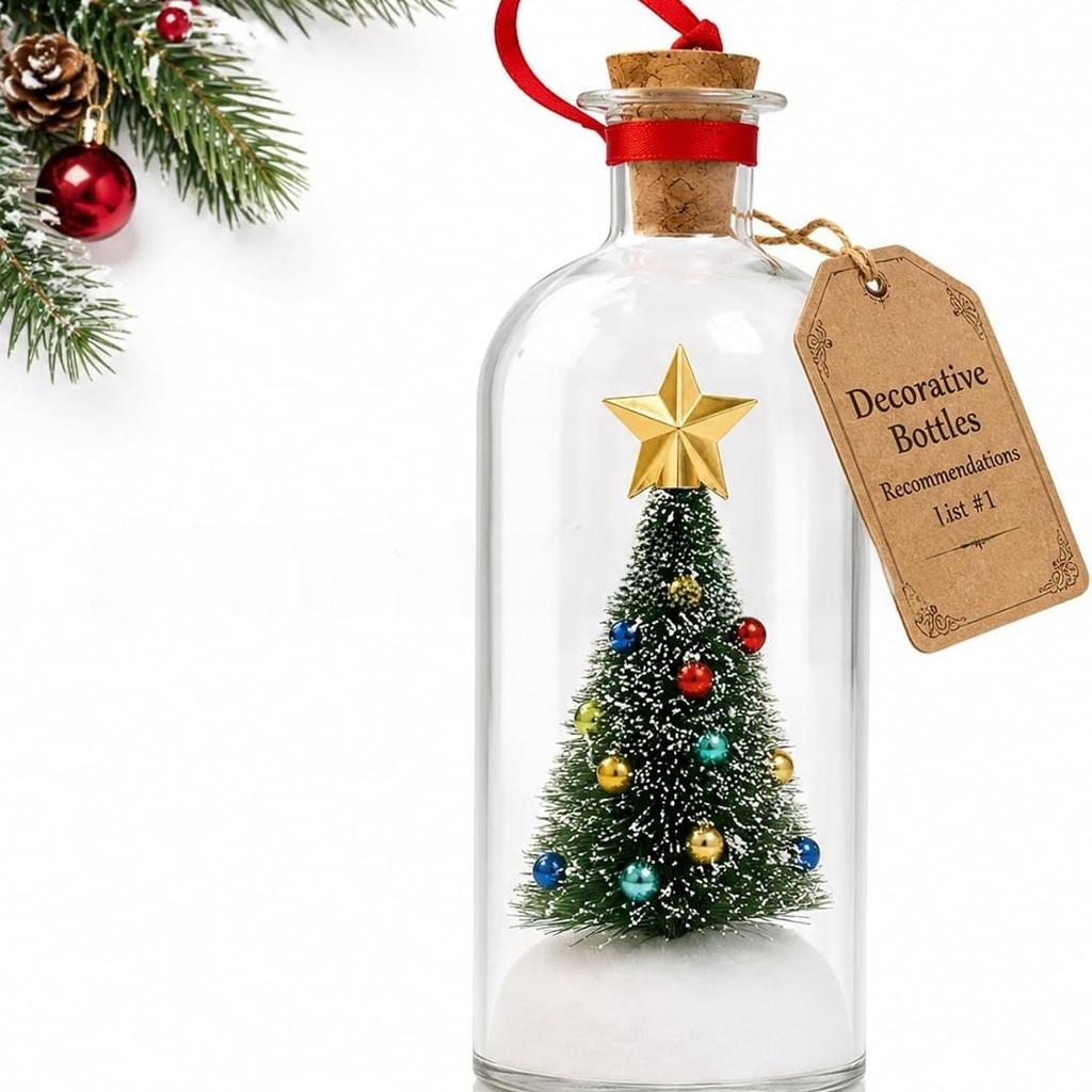 Message in a Bottle Christmas Tree Ornament with Recording Light-Up, Green Pink Blue Gold, 2-Pack and 3-Piece Pearl Foam Set, Bulk