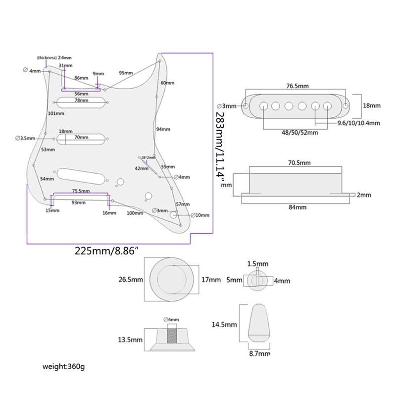Loaded Prewired Pickguard 11 Holes Electric Guitar Single-Coil Pickup Pickguard Prewired Scratch Plate Replacement