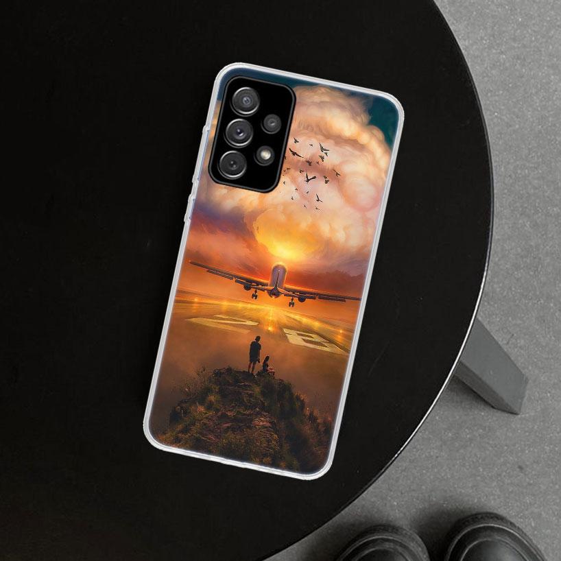 Aircraft Airplane Plane Fly Travel Cloud Phone Case for Samsung Galaxy A17 A16 A26 A36 A56 A57 A37 A15 A25 A35 A55 A14 A24 A34 A