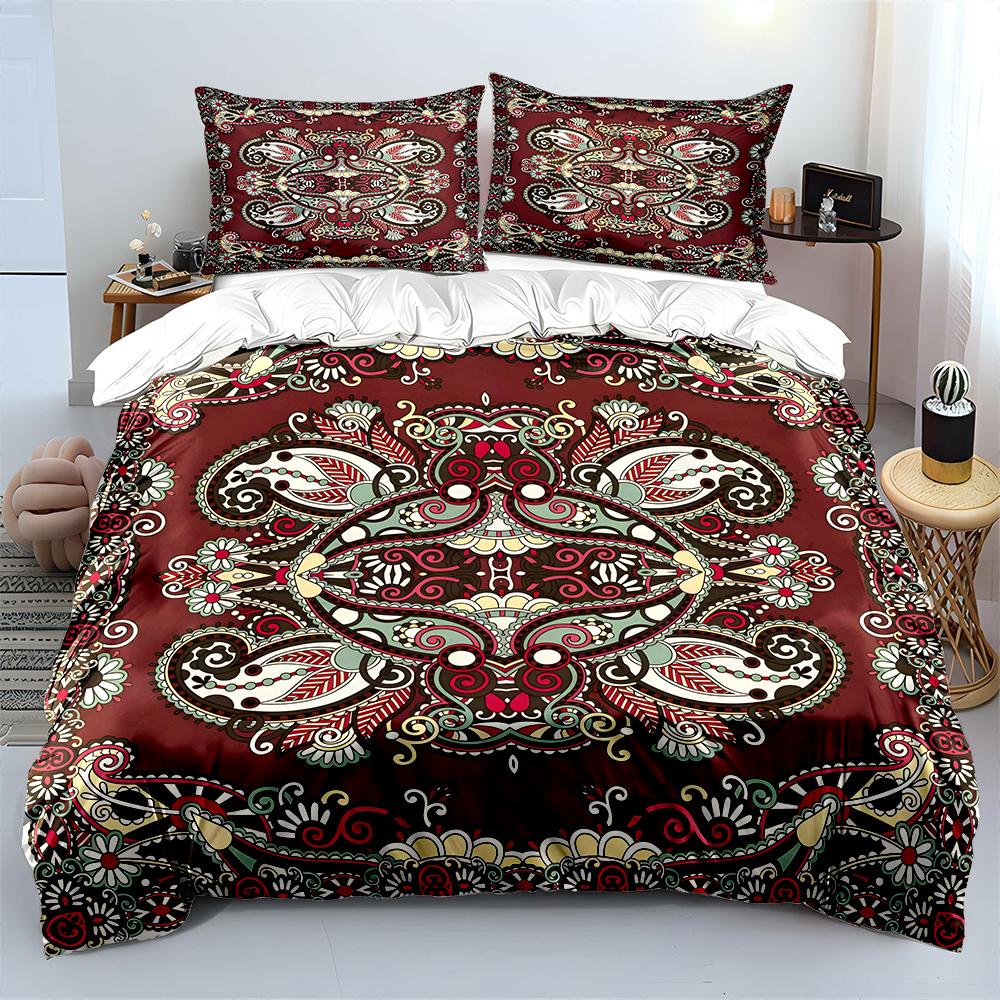 Vintage Floral Symmetric Pattern Design Print Bedding Set 1 Duvet Cover 2 Pillowcases for Adult Children Luxury Gift Full Size
