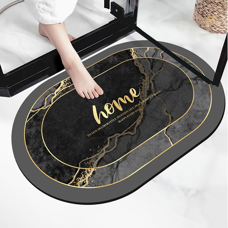 Light luxury style soft bathroom absorbent floor mat, quick drying anti fouling foot mat, washable bathroom