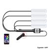 4Pcs LED Car Interior Atmosphere Backlight Ambient Mood Foot Light With Cigarette USB Lighter Decorative APP Remote Control Lamp