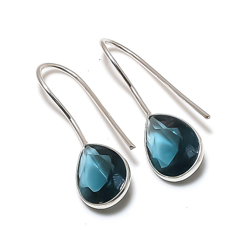 Natural Iolite Quartz Gemstone 925 Sterling Silver Jewelry Earring 1.26 AE-12583