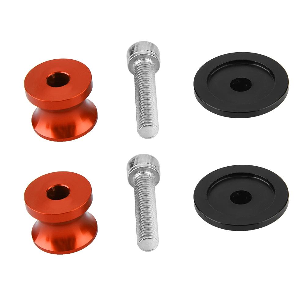 2pcs 10mm Motorcycle CNC Rear Stand Swing Arm Spool Sliders Stand Swingarm Bobbins (Orange)