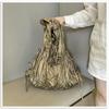 Korean Style Cloud Crossbody Bag with Colorful Laces - Trendy One-Shoulder Pleated Handbag for Shopping