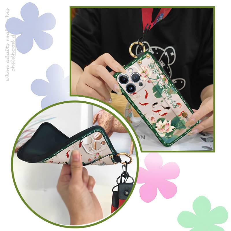 Lanyard For Mom Phone Case For Wiko T50 Shockproof Waterproof Dirt-resistant Phone Holder Silicone Back Cover Kickstand