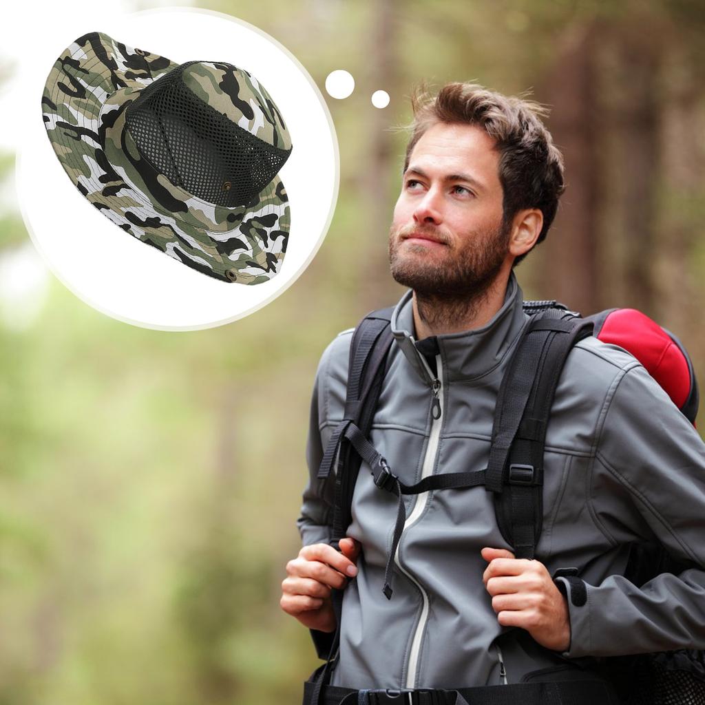 Sommer-Eimerhüte Ausgestanzt Atmungsaktiv Breiter Rand Fischerhut Kordelzug UV-Schutz Lässige Hüte für Outdoor-Reisen Wandern