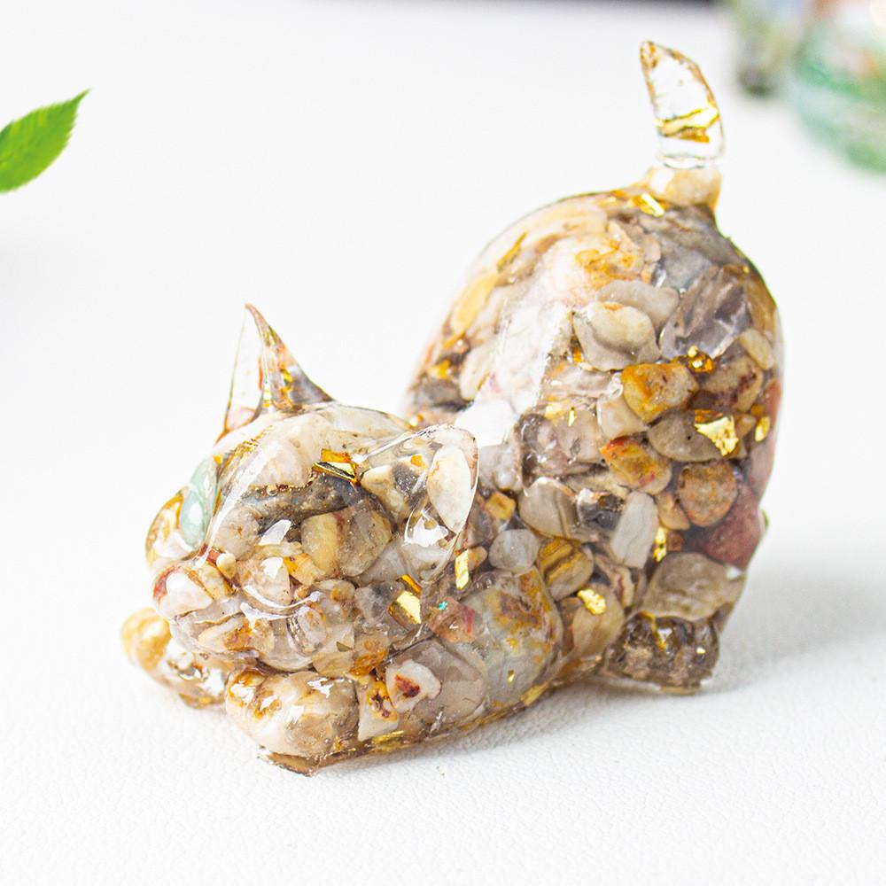 Crystal Resin Cat Figurine With Bright Colors For Home Office Decor And Gift Ideas