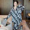 New Chinese Style Ice Silk Pajamas Women'S Retro Cartoon Panda Long-Sleeved Casual Loungewear Suit