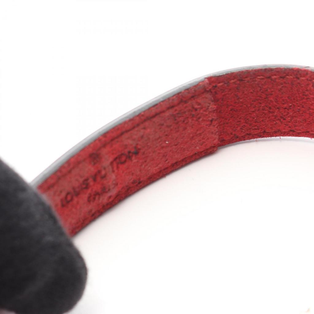 Used LOUIS VUITTON Brasserie Vou Good Luck Bracelet M64447 leather Stainless Steel Black Silver Silver Used Women