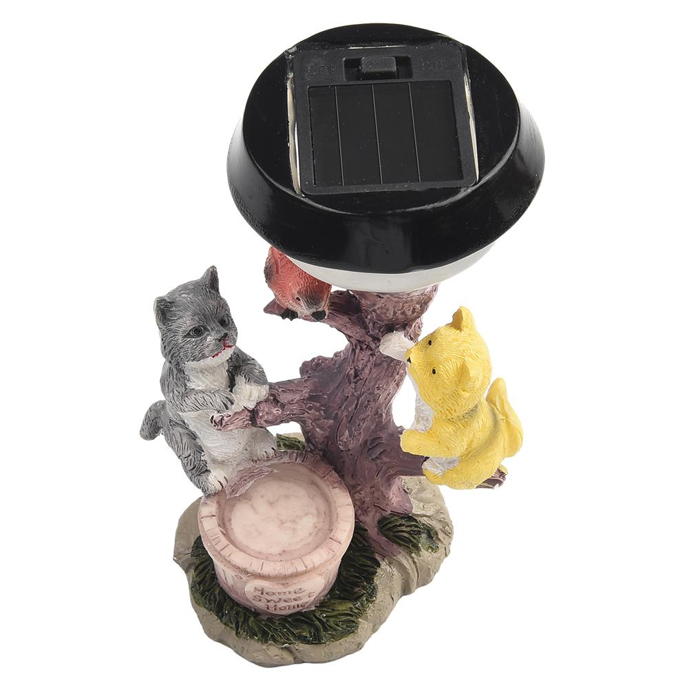 Solar Statue Ornament Animal Lights Lawn Garden Decorative Light Sculpture Resin Decor