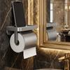 Wall-Mounted Suction Cup Toilet Paper Holder No-Drill Rustproof Toilet Paper Shelf Phone Storage Tray Space Saving