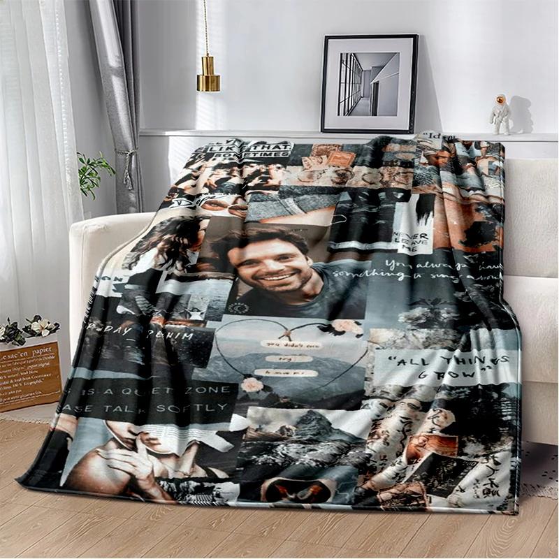 3D Sebastian Stan Handsome Actro Soft Flannel Blanket for Bed Bedroom Sofa Picnic,Throw Blanket for Cover Office Gift Kids