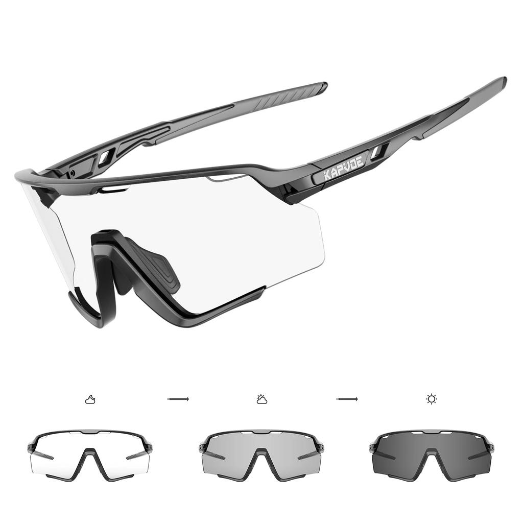 Kapvoe Photochromic Hiking Eyewear Cycling Glasses Sunglasses for Men Silver Lens Multi Color Women Bike Outdoor Riding Running
