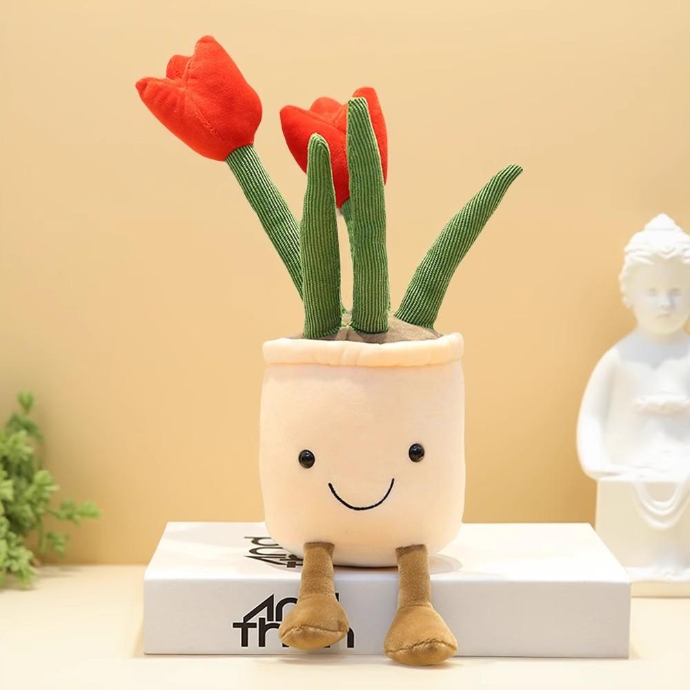 Realistisches Tulpen-Spielzeug Sukkulenten-Pflanze Plüschfüllung Spielzeug Topfpflanzen-Dekoration Spielzeug Zimmer Bücherregal Dekoration Kreativ