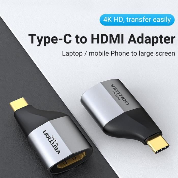 Adaptateur USB-C vers HDMI - VENTION - 4K 60Hz - Compatible MacBook Pro/Air - Samsung Galaxy S10