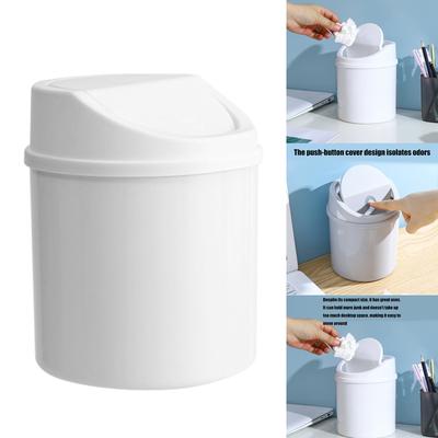 Swing Lid Mini Trash Can For Desk PP Plastic Space Saving Design Dustbin For Home Office Waste Basket Organizers Gift