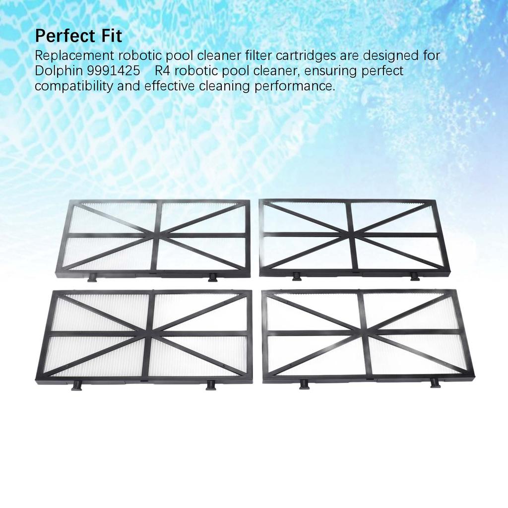 4pcs Replacement Robotic Pool Cleaner Filter Cartridges for Dolphin 9991425‑R4 Ultra Fine Cartridge Filter Panels
