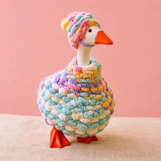Plush Desk Goose Outfits, Handmade Crochet Goose Clothes and Hat, Porch Goose Statue Clothing, Goose Sculpture Costume for Desktop Decor