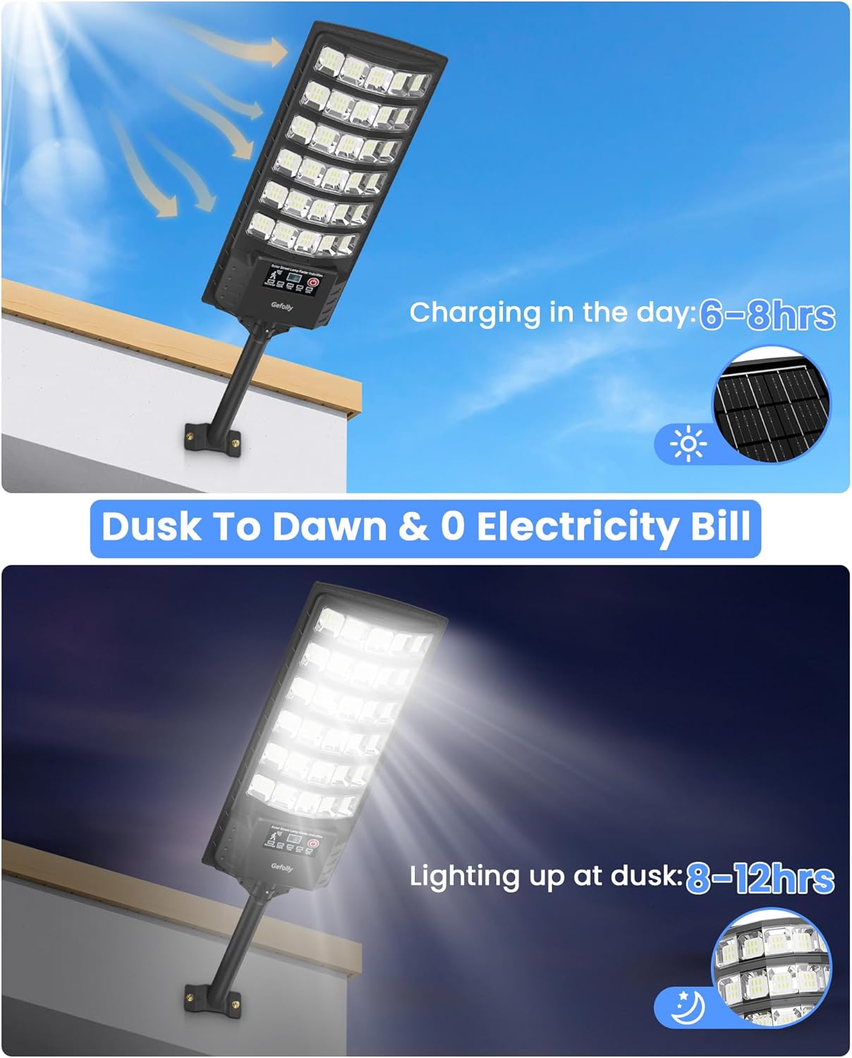 

Solar Street Lights Outdoor 6500K IP68 LED Flood Lights with Motion Sensor for Parking Lot, Road, Yard - 2Pack 2 Pack