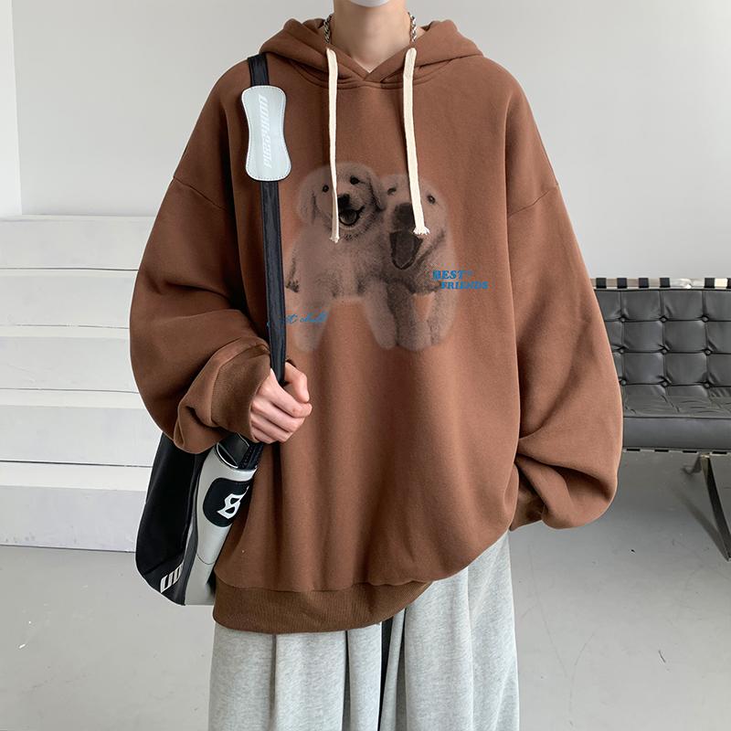 Funny Men's Oversized Hoodie Black 7XL Hoodies with Hat Oversize for Men Dog Print Man Casual Wear Hoody Male Sweatshirt