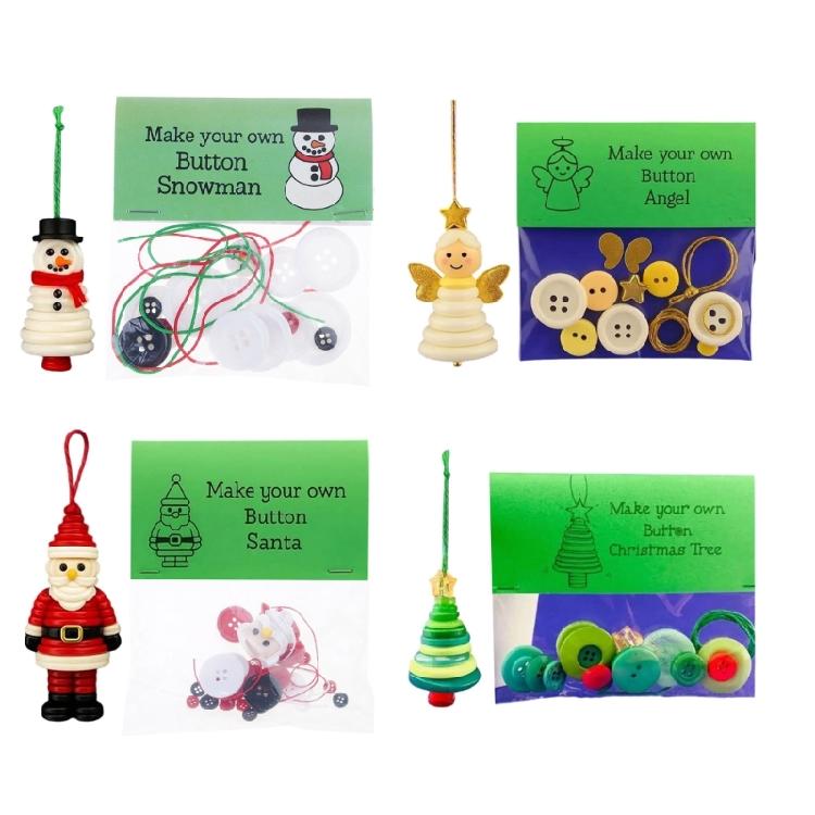 Complete Holiday Craft Package Christmas Button Ornament Making For Kids Adults Family Fun All Supplies Included