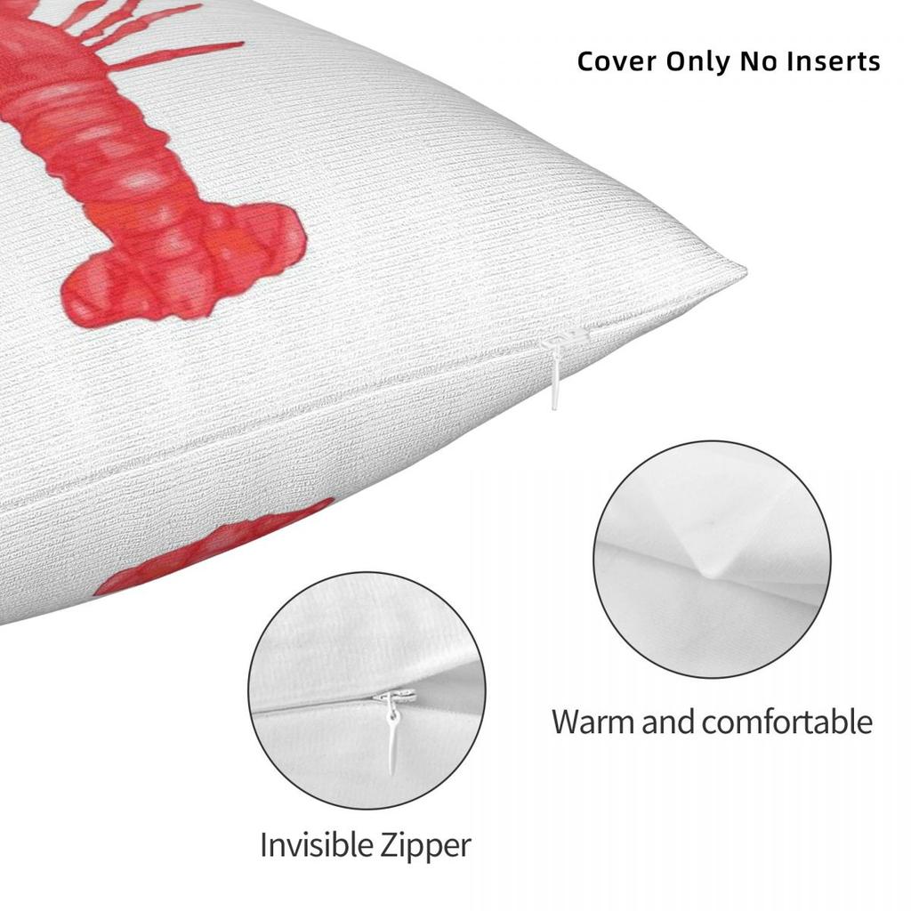 Federa Cuscino Quadrata Aragosta Acquerello Poliestere Lino Velluto Fantasia Zip Decorazione Federa Cuscino Copricuscino Stanza