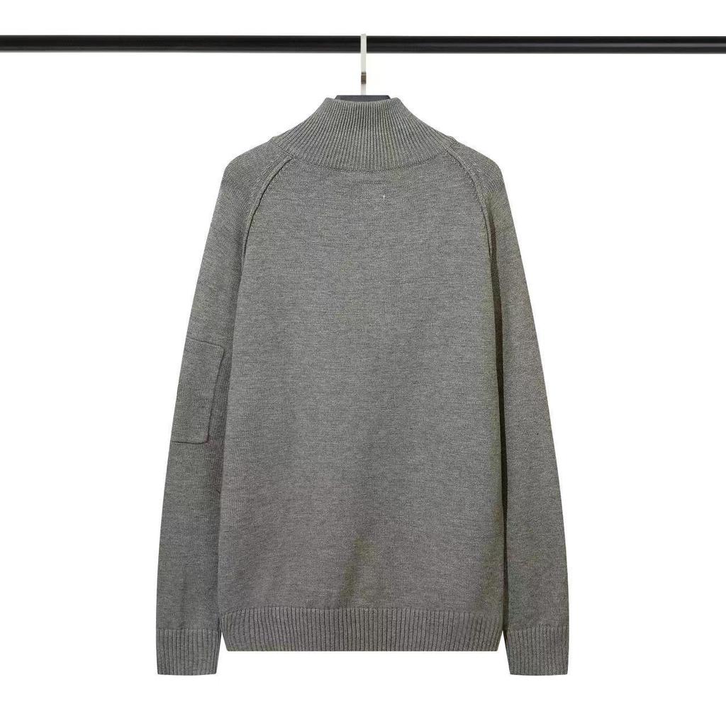 CPCOMPA Autumn/Winter Patchwork Stand Collar Half-Zip Wool Pullover Sweater, British Style