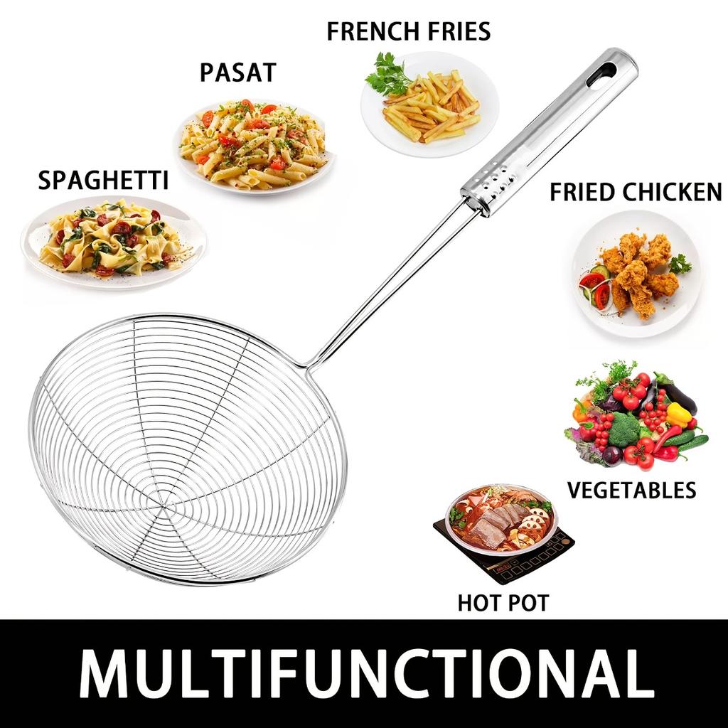 2/1PCS Stainless Steel Spider Web Shaped Filter Spoon, Pasta Filter Spoon, Long Handle - Fryer Filter - Used for Cooking and Frying