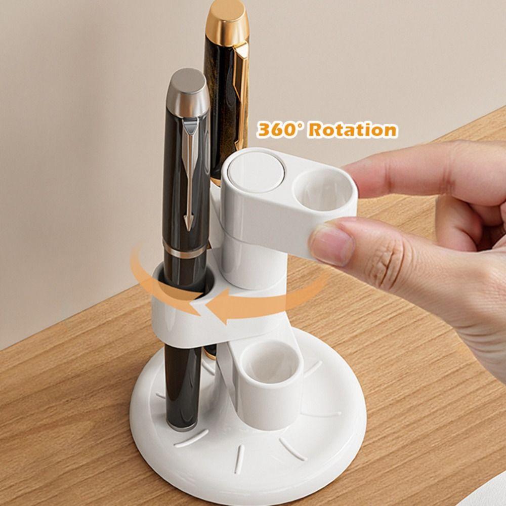 Portable ABS Pen Holder 4-slot Rotating Household Toothbrush Holder Desktop Pen Rack Students