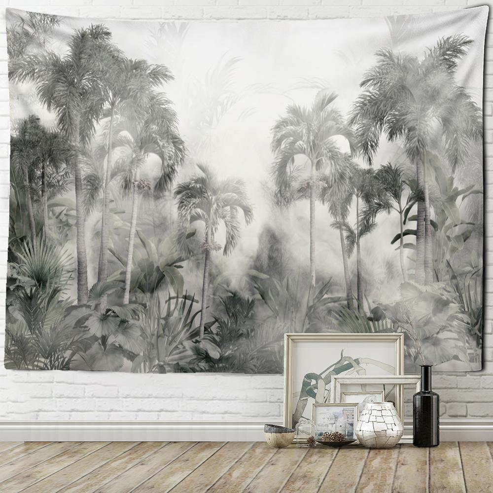 Tapiserie Papagal în ceață Psihedelic Hippie Tapiz Boho Mural Agățat pe perete Decor estetic pentru cameră