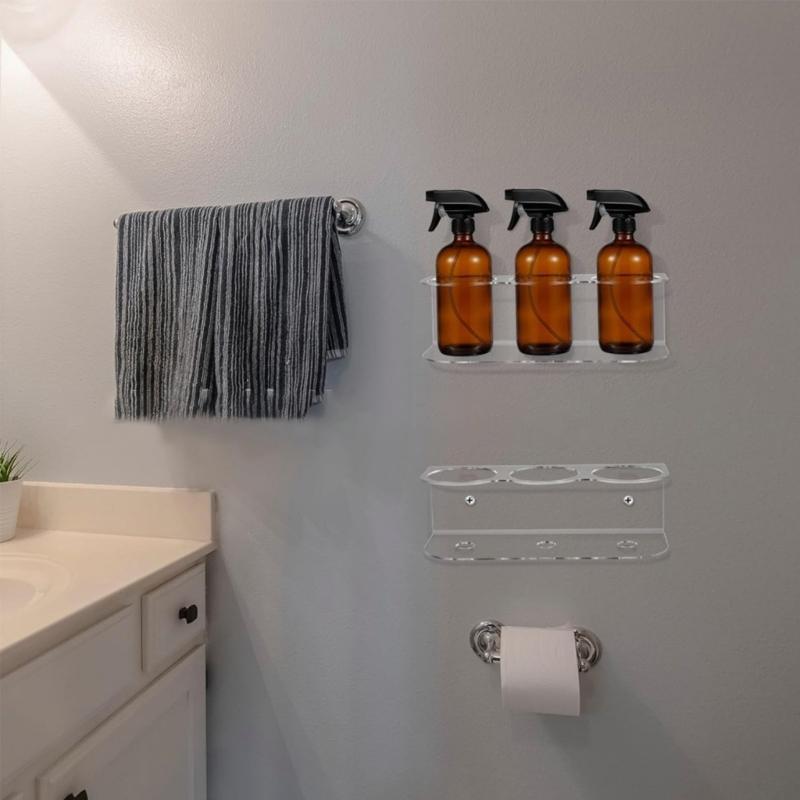 Versatile Use Wall Hanging Spray Bottle Bracket Sturdy Acrylic Spray Can Holder Home Accessory for Kitchen and Bathroom