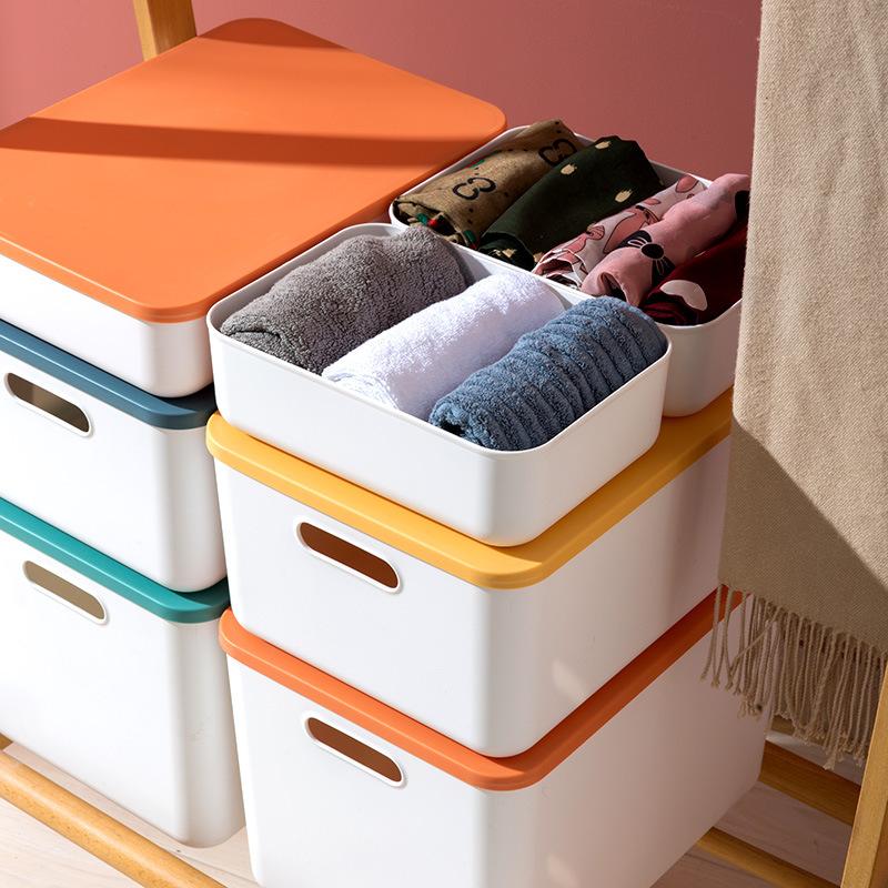 Household Creative Plastic Cosmetic Organizers with Lid Clothes Toys Sundries Makeup Storage Box Desktop Storage Container