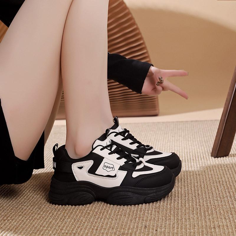 Autumn Student Versatile Platform Dad Shoes Women's Harajuku Niche Design Sense Heightening Board Shoes Lightweight Sports and Leisure Shoes