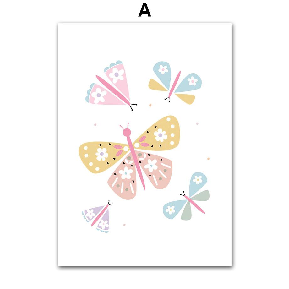 Sun Rainbow Butterfly Flowers Fruit Wall Art Canvas Painting Nordic Poster And Prints Bedroom Wall Pictures Girl Kids Room Decor