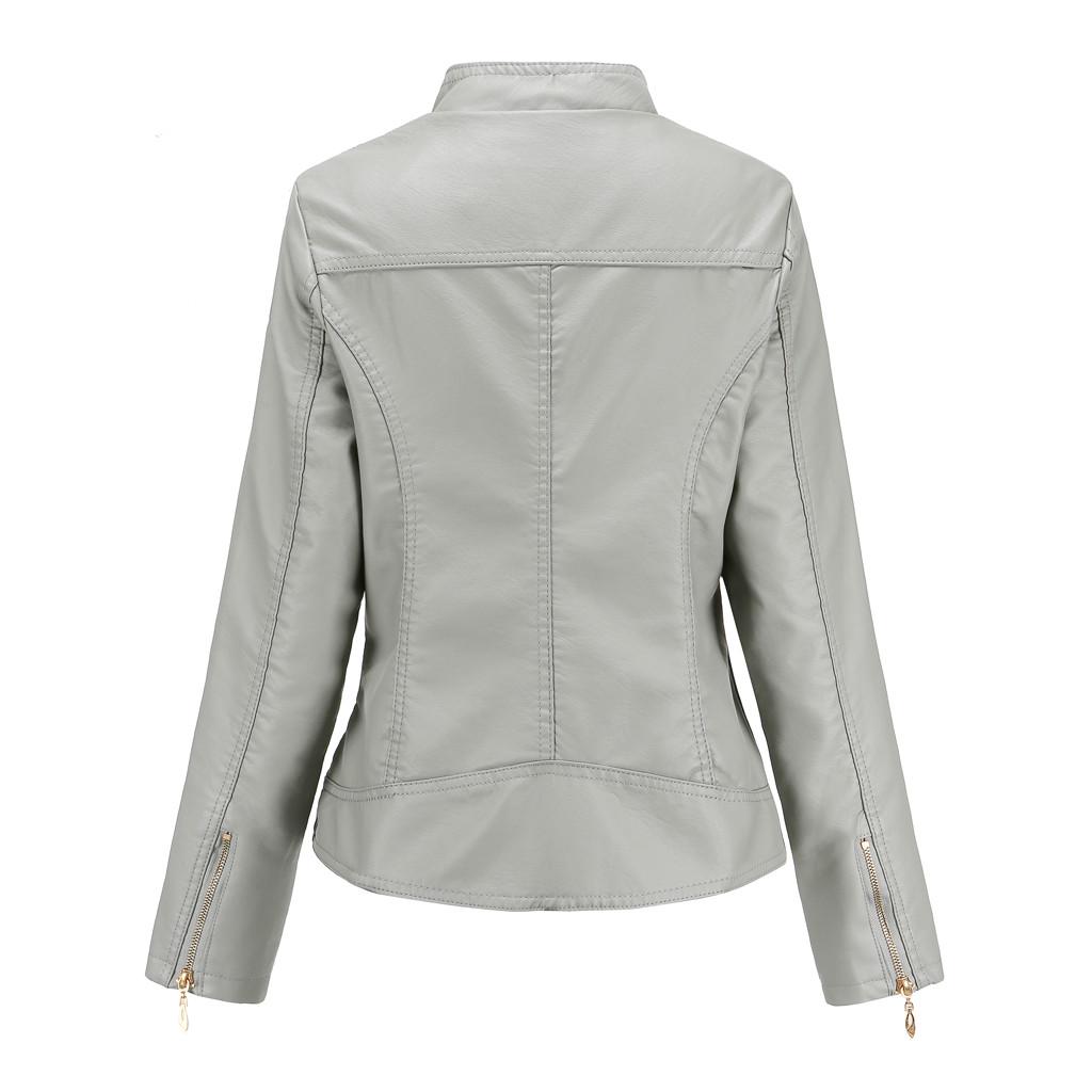 Winter Warm Women Short Coat Leather Jacket Zipper Tops Overcoat Outwear