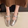 Fashion Women's Coarse Heel Shoes Spring New Type Square Head Shallow Mouth Crystal Buckle Anti-slip Wear-resistant Heel Shoes