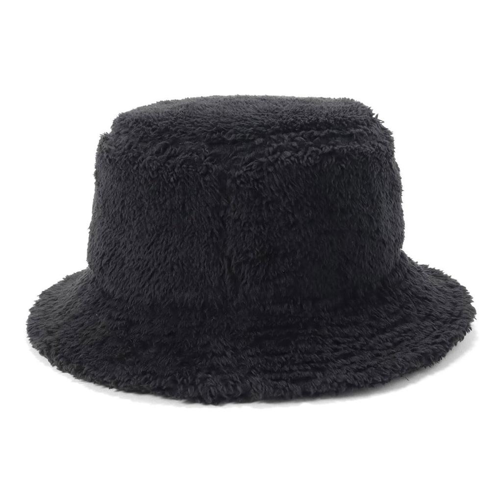New Era BUCKET01 MINK FLEECE SOLID BLK Nerzfleece-Hut, Boa, Schwarz, M/L
