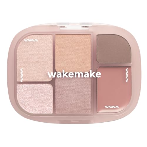 Wakemake Soft Sheer Multi Palette 11 Tender Beige award-winning contains 6 colors eyeshadow blush highlight. Provides natural finish transparency