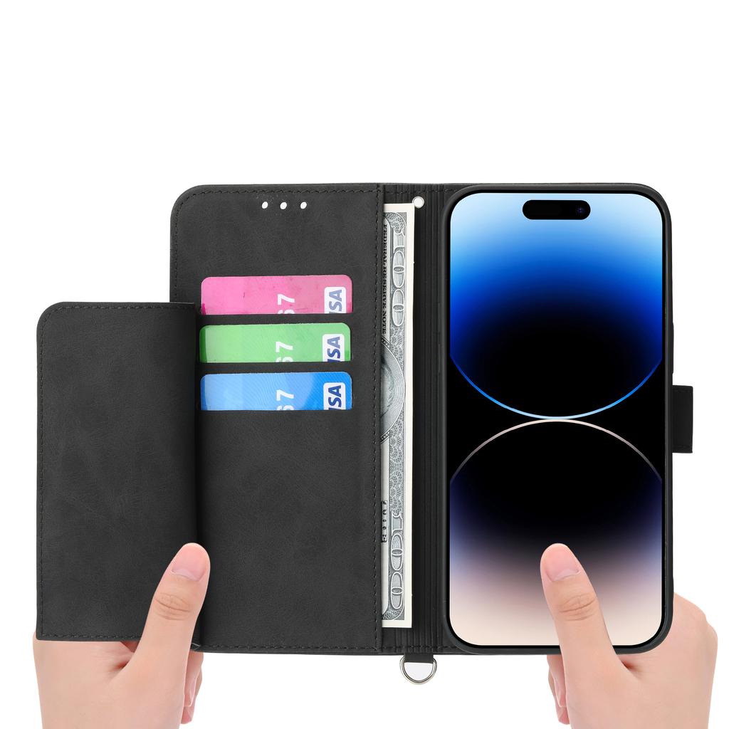 For iPhone 17 Pro Max Case Flower Pattern PU Leather Wallet Phone Cover with Strap