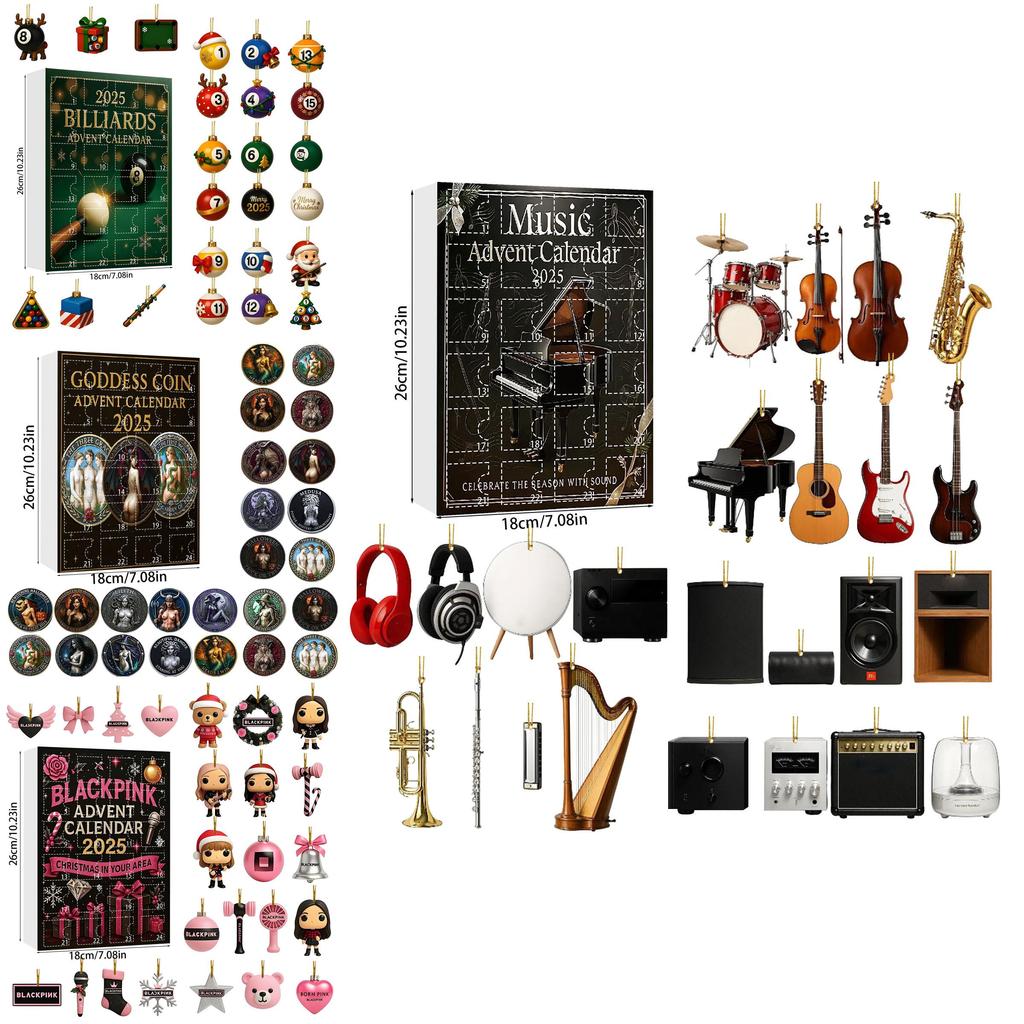 Vánoční adventní kalendář Stray Kids s 24 akrylovými ozdobami pro sváteční obdarování