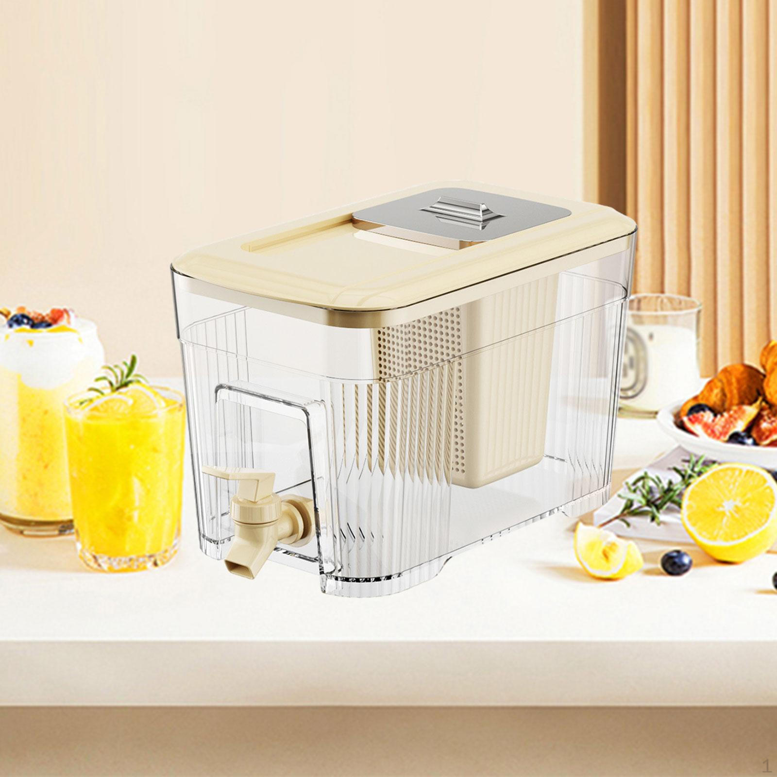 

Холодный напиток, контейнер для сока, чайник с краном, чайник для цветущего чая, диспенсер для напитков для холодильника 1pcs Beige